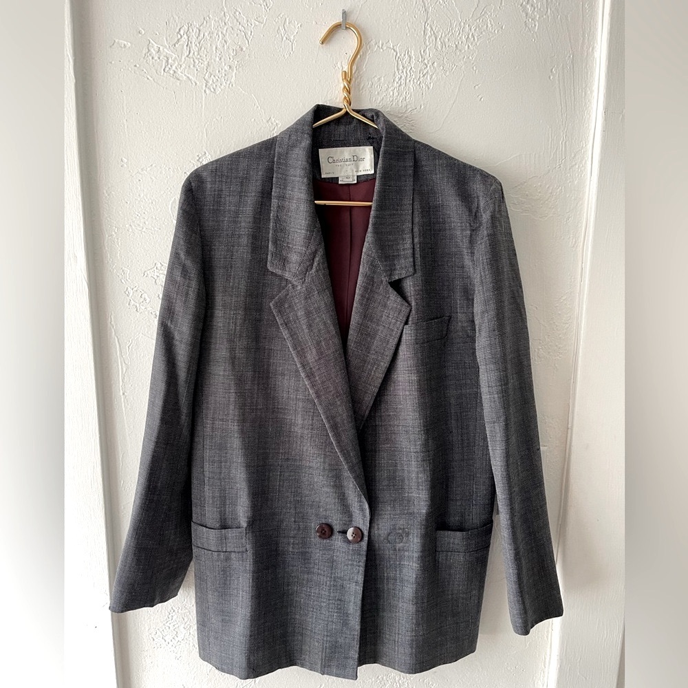 Christian Dior Vintage 100% Wool Charcoal Women’s Blazer